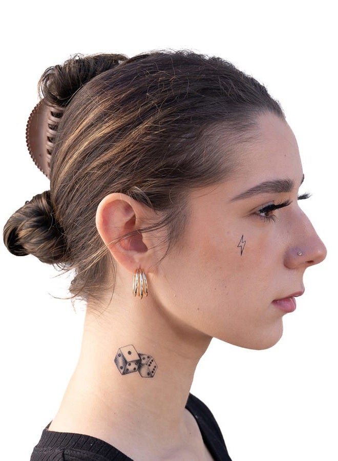 Thug Ink Temporary Tattoos – Volume III – 8-Piece Set | Alien Head, Money Bag, Compass & More | Face & Neck Water-Transfer Tattoos – Fake Ink for Parties, Pranks & More - Image 3